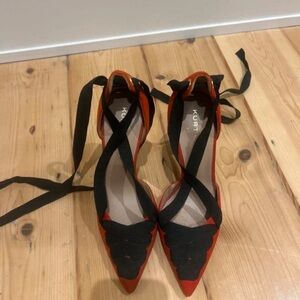 Kurt Geiger Black and Red Ribbon Heels